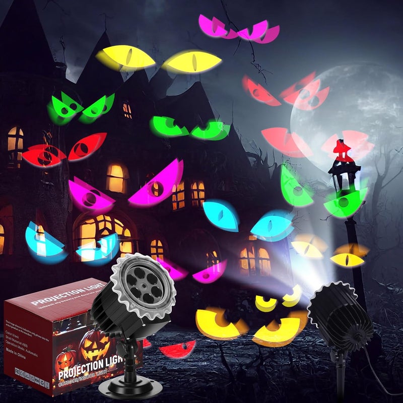 Lingvee Halloween Projector Light with 1 Film Slides Holiday LED Projector Lights Outdoor Reflectors Waterproof Landscape Decorative Rotation Lighting Movement Projection Lamp(Eyes) - Image 1
